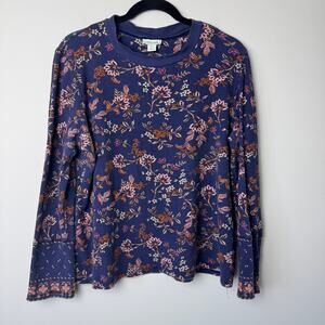 Sundance Thermal Long Sleeve Purple Floral XXL Top